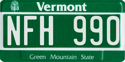 VT license plate NFH990