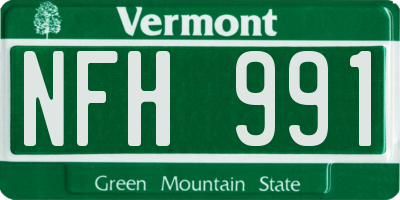 VT license plate NFH991