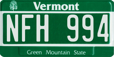 VT license plate NFH994