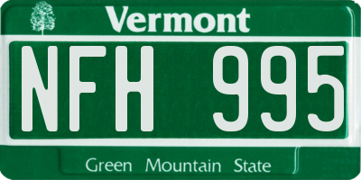 VT license plate NFH995