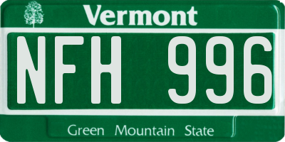 VT license plate NFH996
