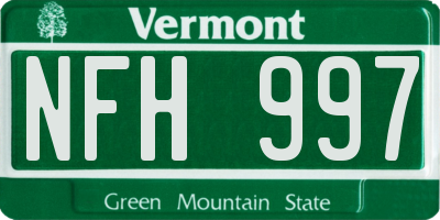 VT license plate NFH997