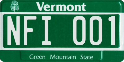 VT license plate NFI001