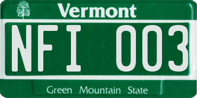 VT license plate NFI003