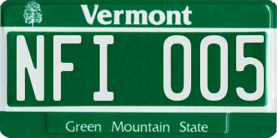 VT license plate NFI005