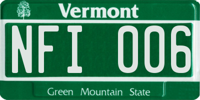VT license plate NFI006