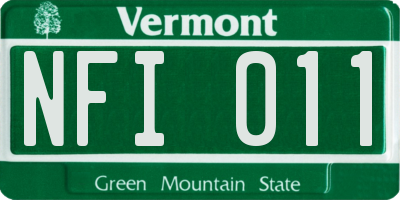 VT license plate NFI011