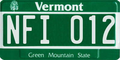 VT license plate NFI012