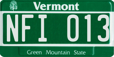 VT license plate NFI013