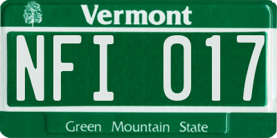 VT license plate NFI017