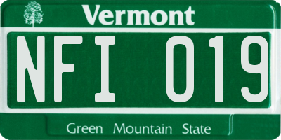 VT license plate NFI019