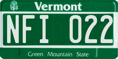VT license plate NFI022