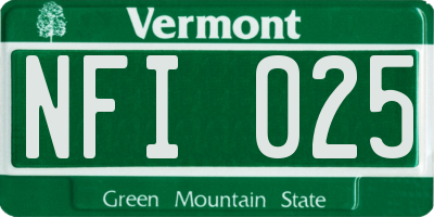 VT license plate NFI025