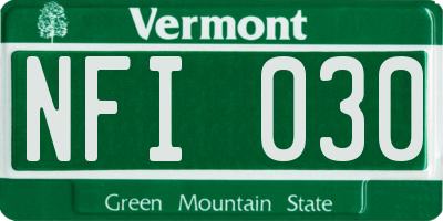 VT license plate NFI030