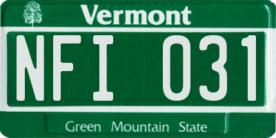VT license plate NFI031
