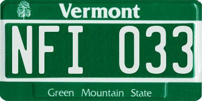VT license plate NFI033
