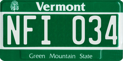 VT license plate NFI034