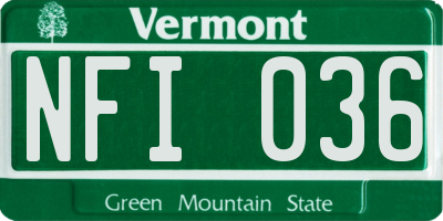 VT license plate NFI036