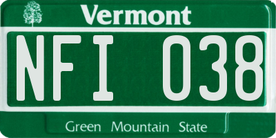 VT license plate NFI038