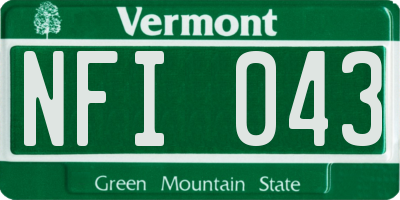 VT license plate NFI043