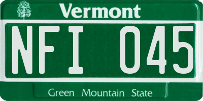 VT license plate NFI045