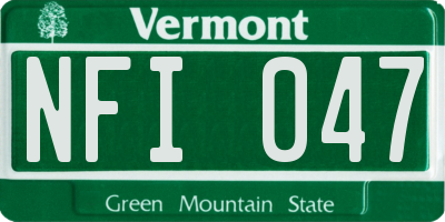 VT license plate NFI047