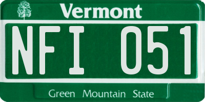 VT license plate NFI051