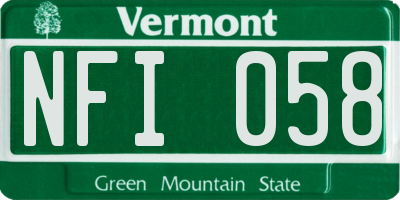VT license plate NFI058