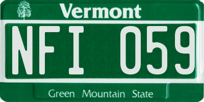 VT license plate NFI059