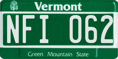 VT license plate NFI062
