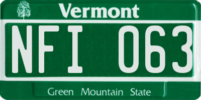 VT license plate NFI063