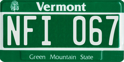VT license plate NFI067