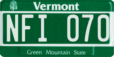 VT license plate NFI070