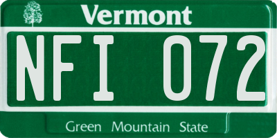 VT license plate NFI072
