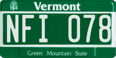 VT license plate NFI078