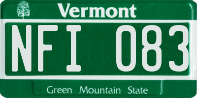 VT license plate NFI083