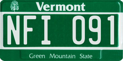 VT license plate NFI091