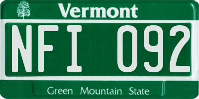 VT license plate NFI092