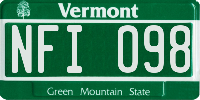 VT license plate NFI098