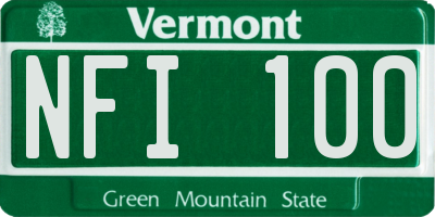 VT license plate NFI100