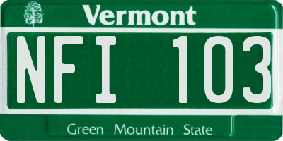 VT license plate NFI103