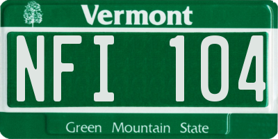 VT license plate NFI104