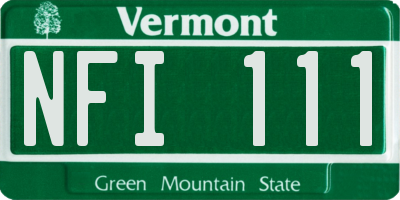 VT license plate NFI111
