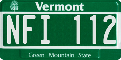 VT license plate NFI112