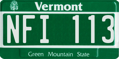VT license plate NFI113