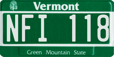 VT license plate NFI118