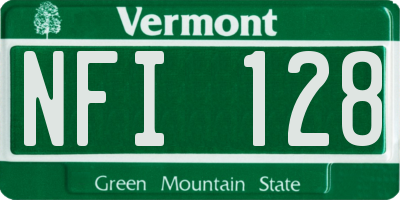 VT license plate NFI128