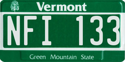 VT license plate NFI133