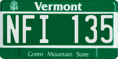 VT license plate NFI135