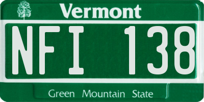 VT license plate NFI138